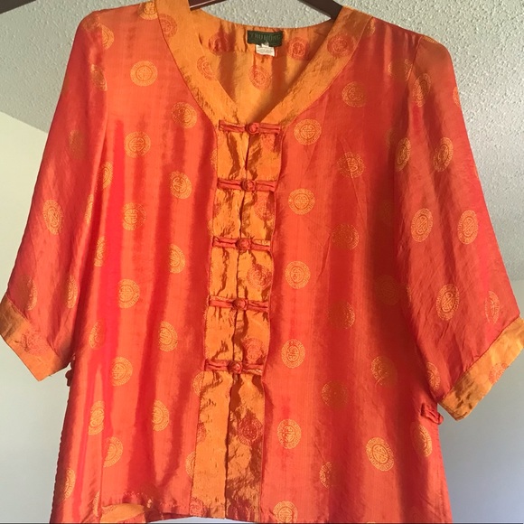 Asian style silk blouse sz L/XL - Picture 2 of 8